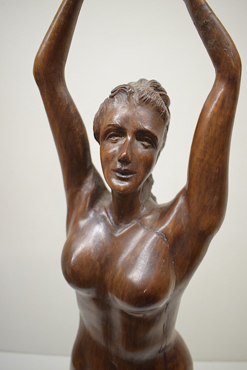 Statue Sculpture d'Atelier En Bois Sculpté Femme âge Mûr Nue Vers 1900 1930  Ref357-photo-8