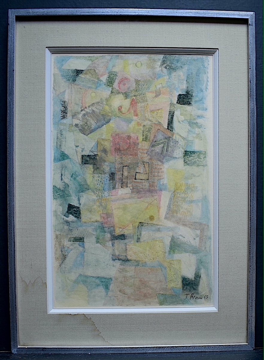 J. Brain Signed 1963 Abstract Watercolor XX Rt549