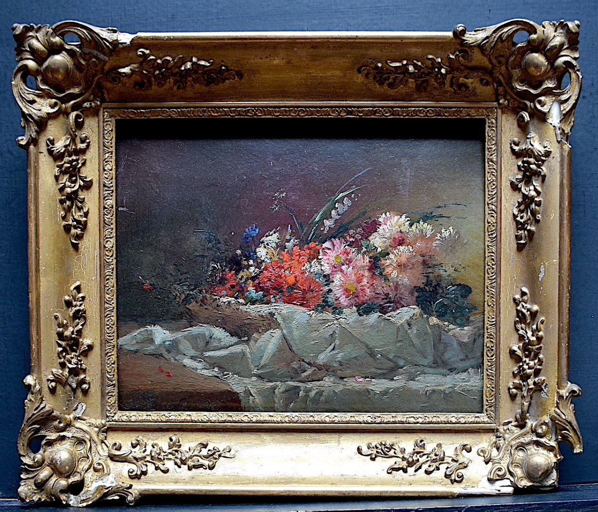 Scrosati Luigi Nature Morte Fleurs Signé XIX RT554