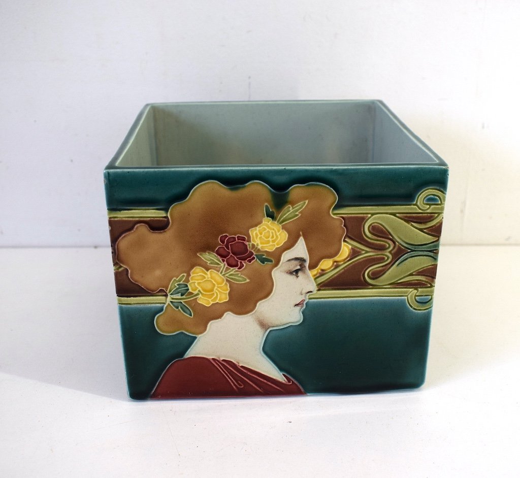 Carl Sigmund Luber Jardinière Art Nouveau 1900 Céramique Johann Von Schwarz Ref361
