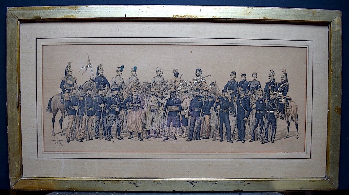 Charles Brun lithographie soldats uniformes militaires militaria guerre de 1914 -1918 RT559