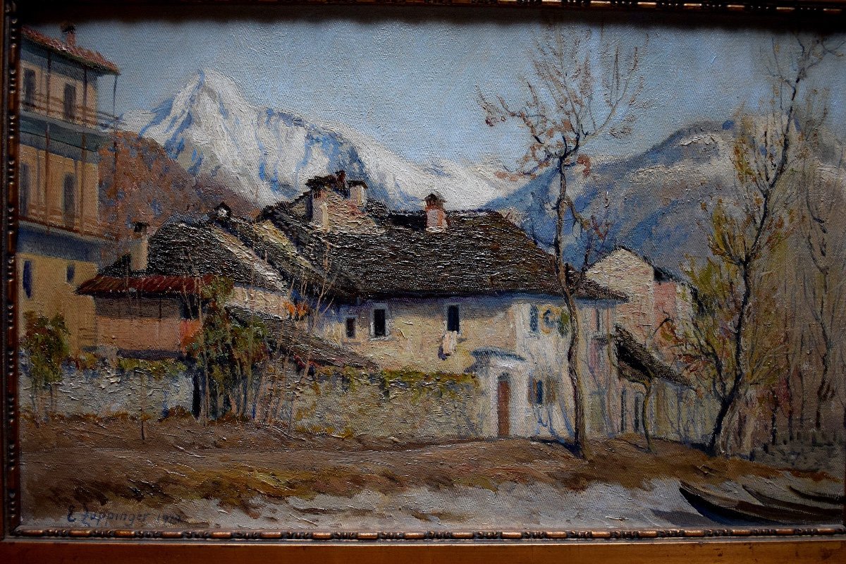 Ernst Theodor Zuppinger Ecole suisse Minusio paysage de montagne Alpes XX RT561-photo-2