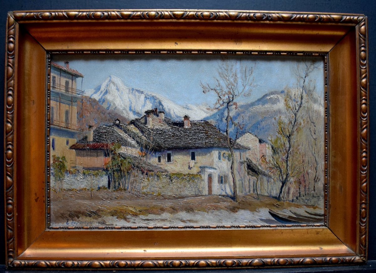 Ernst Theodor Zuppinger Ecole suisse Minusio paysage de montagne Alpes XX RT561