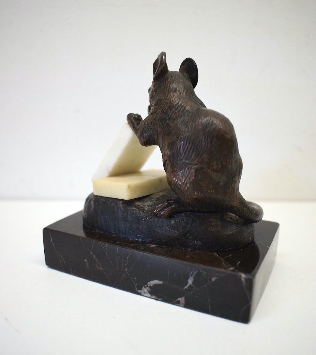* Clovis Masson Bronze Animal Mouse Nibbling On Sugar Ref354-photo-3