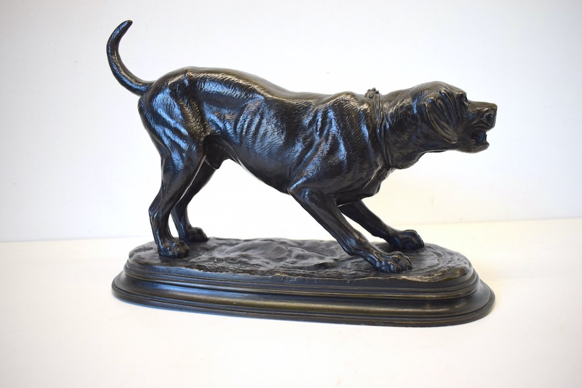 Edouard Delabrierre Animal Bronze Labrador Dog Barking XIX Signed Ref382-photo-1