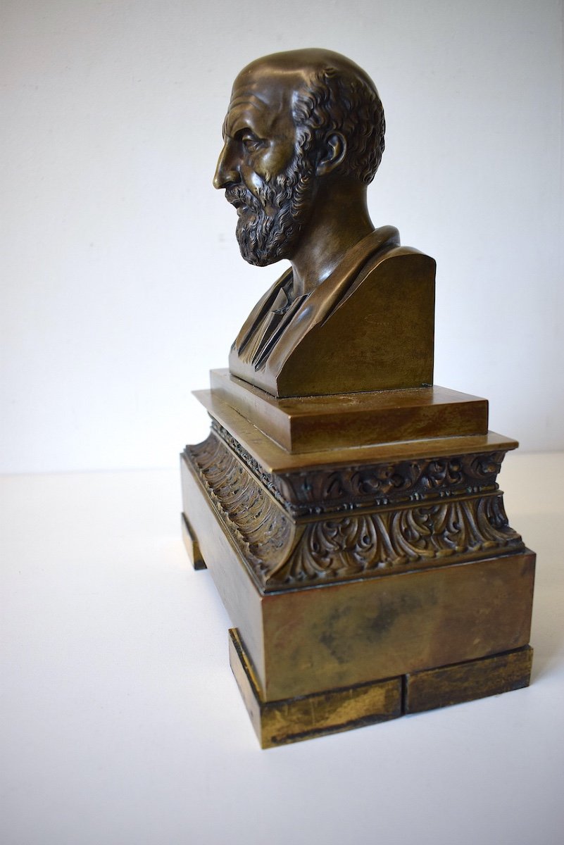 Buste Bronze Hippocrate XIX 19th  Vers 1810 1830 Médecine Médecin Empire Ref404 -photo-1