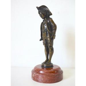 Signed Lalouette Bronze Young Man From The Messenger 19 Th  Ref418