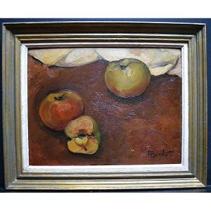 Signed P Boudot Still Life Apples Fruits Post Impressionist XX Rt686