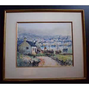 Wrobel Signed Port Honfleur Normandy Watercolor Marine Impressionist XX Rt695