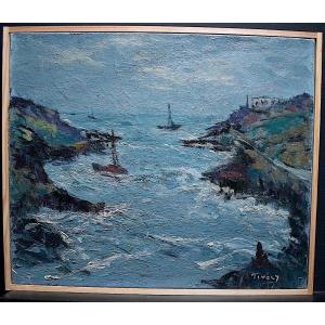 Sign&eacute; TIVOLY marine bateaux Impressionniste XX RT698 