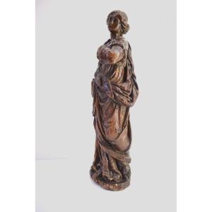 Statue Of Woman In Carved Wood XVIIth XVIIIth Century Ref455