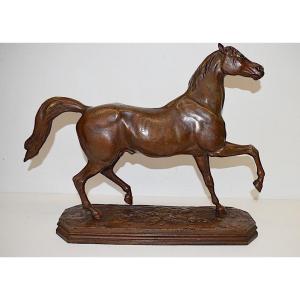 Rare Horse Walking Art Cast Iron In Painted Metal  19th Horse Riding Ref475
