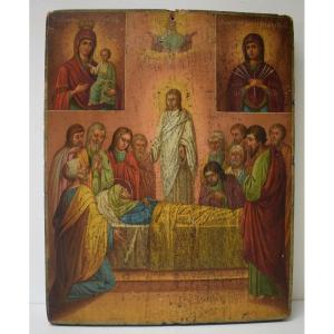 Ic&ocirc;ne Orthodoxe Russe La Dormition De La Vierge Christ XIX &egrave;me Ref495
