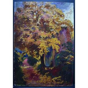 De Champ René Fauve 1917 Undergrowth Forest Autumn Impressionist Signed XX Rt737