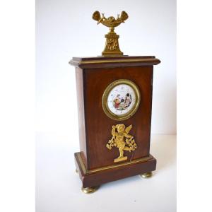 Rooster Watch Signed Terrot Door Watch Borne Bronze Mahogany Empire Pendulum Ref514