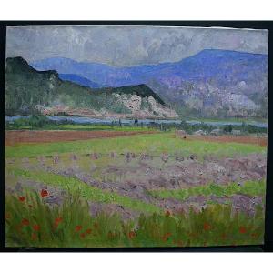 Therese Debains Post-impressionist Landscape Surroundings Of Mirmande Rhone Valley Signed XX Rt79