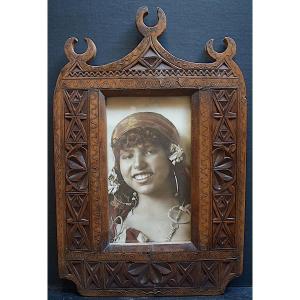 Orientalist Carved Wood Photo Frame XX Rebate 22.5 X 13 Cm Frame Ref C1102