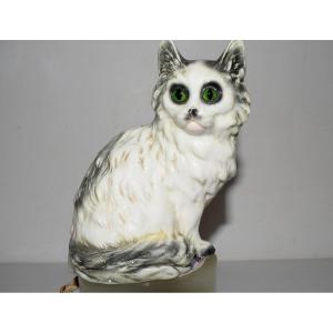 Lampe Veilleuse Au Chat Ou Chaton Porcelaine Vers 1930 Animalier F&eacute;lin Ref561