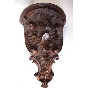 Shelf Corner Wall Console To Hang Carved Wood 19th Rocaille Ref632