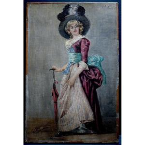 Georges Callot After Ja Goupil Elegant Young Girl In A Hat 1900 XIXth XXth Rt900