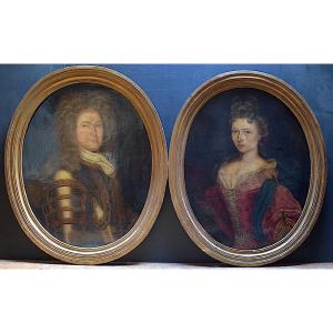 Pair Of Portraits Of Man And Woman Early 18th Century Notables Nobles Rt980