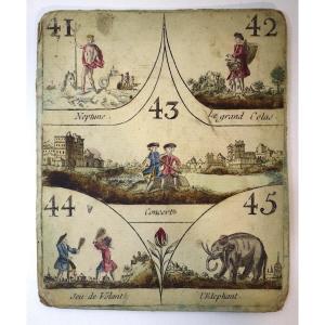 Curiosité Carte d'Un Ancien Jeu De Cavagnole XVIII 18th Biribi Nain Jaune Ref759