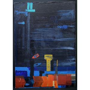 Abstrait port Sète école sétoise XX ème siècle RT1303