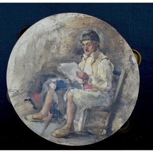 Tambourine Character Reading End Of 19th Beginning Of 20th Century Musical Instrument Rt1335