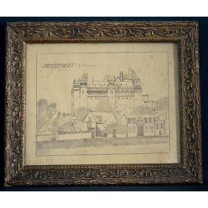 Dessin Le château de Pierrefonds Oise signature à identifier fin XIX ème siècle RT1342