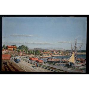 Signed R Cassignard Dated 1917 Marine Port Fishing Boats 20th Century Rt1352