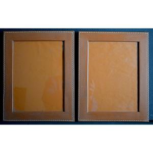 Pair Of 50s Leather Photo Frames For Standard 15 X 20 Cm Photo Frames Ref C1227