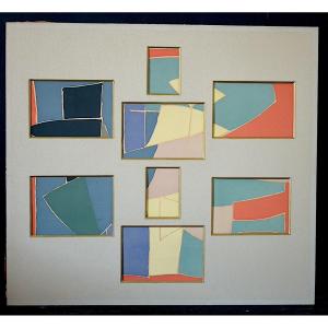 RICHARD MORTENSEN  Danois  abstrait sérigraphie XX ème siècle RT1381 