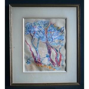 Lithographie Henri Charles Manguin Les arbres à Colombiers Provence Fauvisme XX ème RT1383