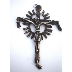 Solid Silver Pendant, 17th/18th Century, Cross, Crucifix, Jesus Christ, Pilgrim, Ref1158