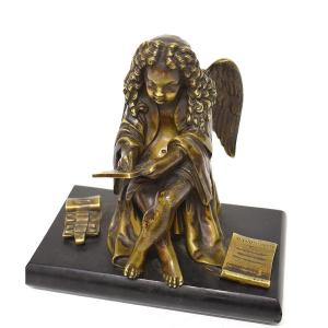 Bronze Louis XIV roi écrivain ange ordonnance loi  ref1207 