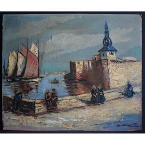 Marine Bretagne port Concarneau signé à identifier XX ème RT1427