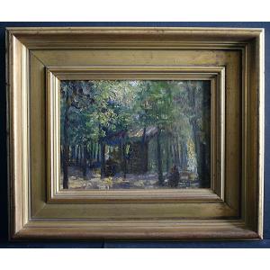 Paysage en forêt impressionniste début XX ème siècle RT1431