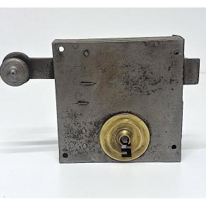 serrure ancienne à tirette  et double clé d'origine ref1113