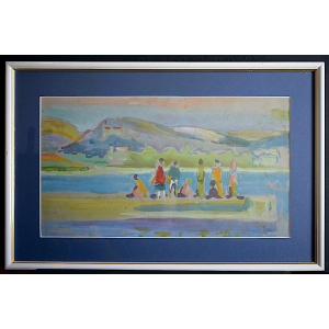 ROBERT TAURINES  étang de Bages château du Capitoul jetée de port  Narbonne XX ème  RT1442