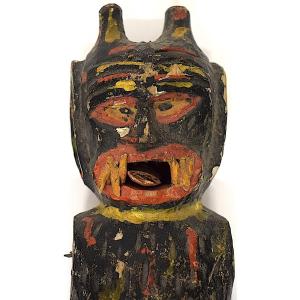 Art Populaire Carved Wood Puppet Doll Devil Of Bessans Savoie Maurienne Ref1115
