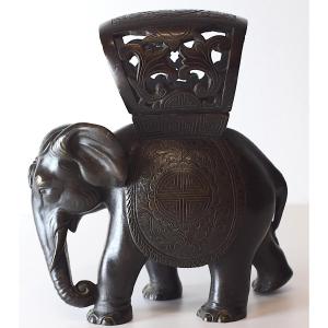 Antique Bronze Elephant Perfume Burner China Orient 19th C Ref1118