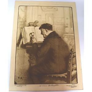 Print By Barian Ambiance Intimiste Le Vieux Bibliophile Livre Bouquiniste 1928 Refm11