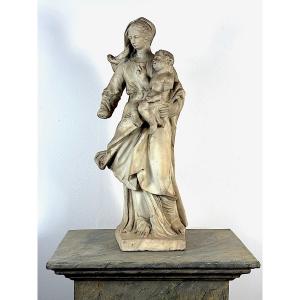 Vierge à l'Enfant Scapulaire en Marbre France Méridionale Carmel Marie Christianisme Ref1128