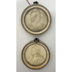 Paire de Médaillons miniature  Apollon Sybille  19 ème siècle Ref1139