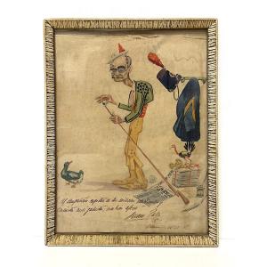 Watercolor Caricature Spain Military Captain Spanish Toreador Signed To Identify Refm40