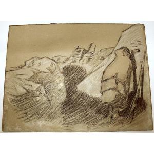 François Salvat Military Drawing Soldier Salvat Trenches War 1914 1918 Refm41
