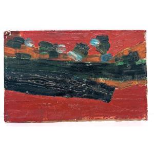 Huile sur Carton Ecole moderne Abstraite vers 1950 1960 Artiste à Identifier Ref47