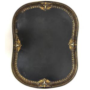 Plateau de service en Tôle laqué noir et or époque Napoléon III Ref1148