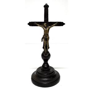 17th-century Folk Art Travel Crucifix Of Christ Ref1154