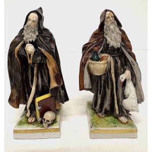 Two Hermits Or Monks, German Porcelain From Rudolstadt, Ref. 1155